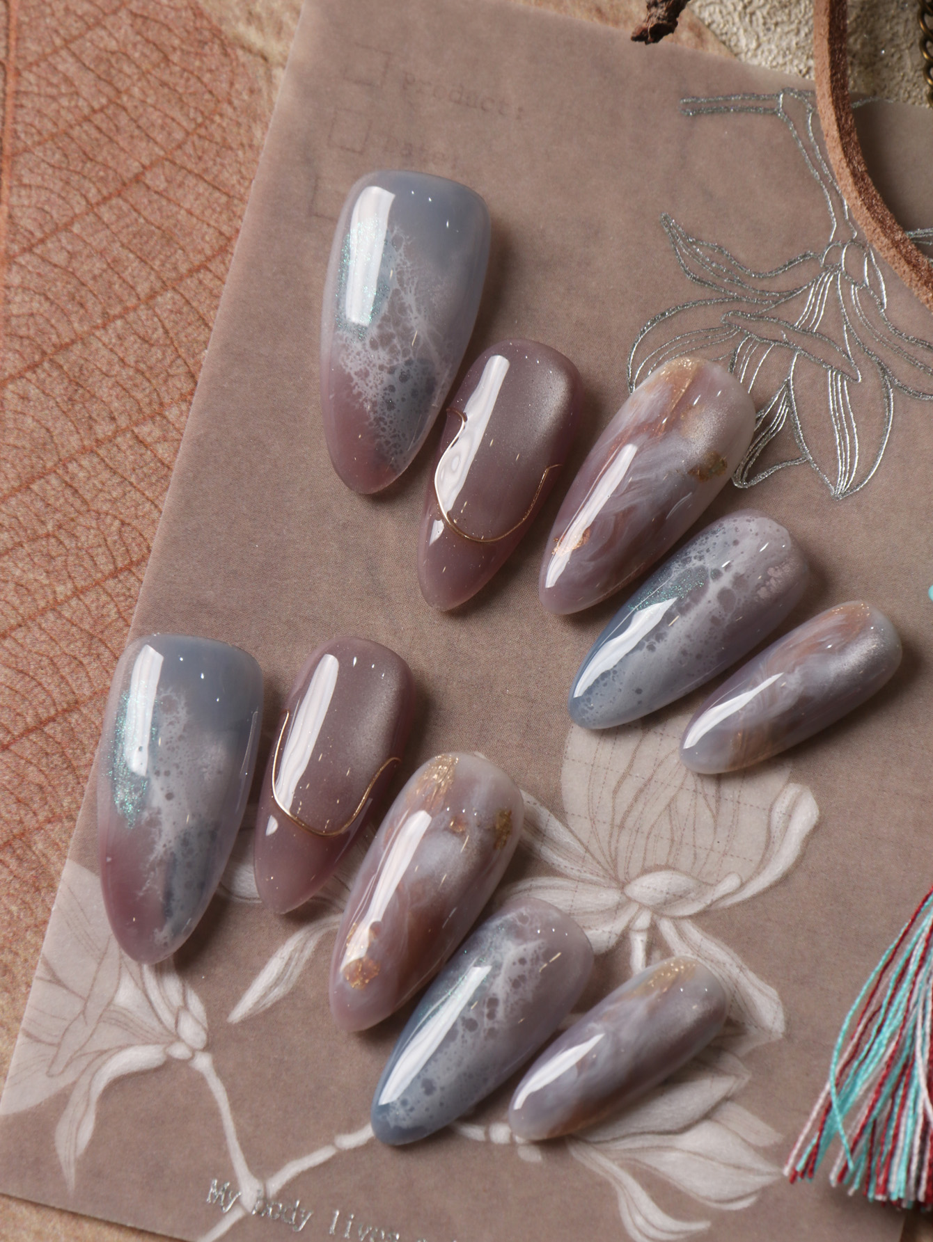 Nail Art Press On - 10Pcs Press on Nails Long Blue
