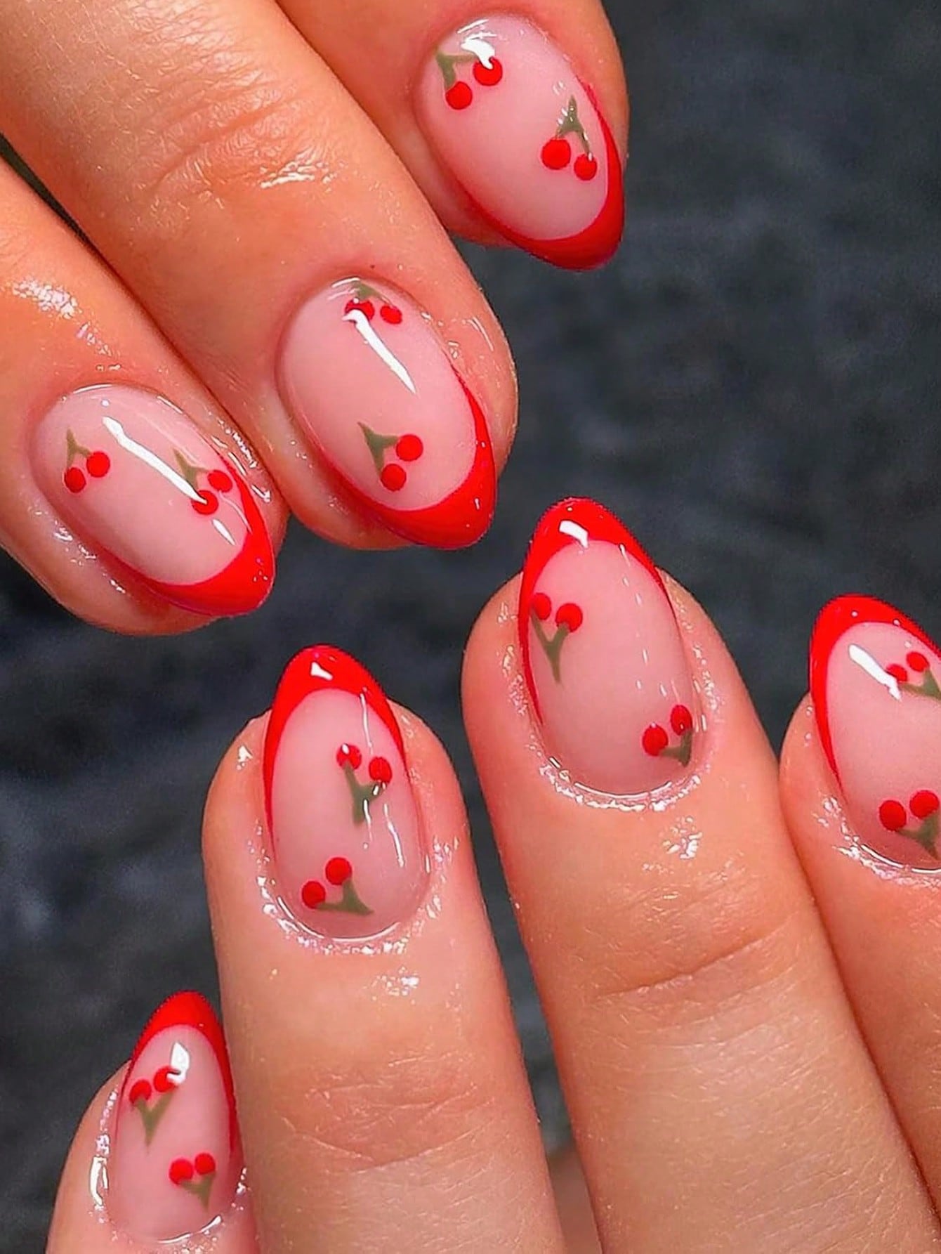 Nail Art French Nails - French Sakura Press On Nails 24pcs,
