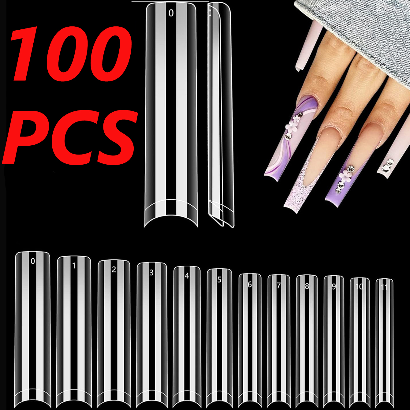 Nail Art Xxl - 100pcs/Box XXL Extra Straight Nail Tips