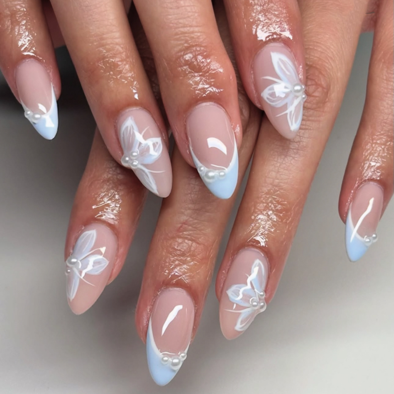 Nail Art French Nails - 24Pcs Yellow Floral French Design Stick