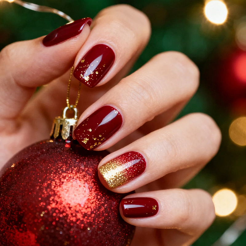 Nail Art Red - 24pcs Wine Red Full Cover Nail
