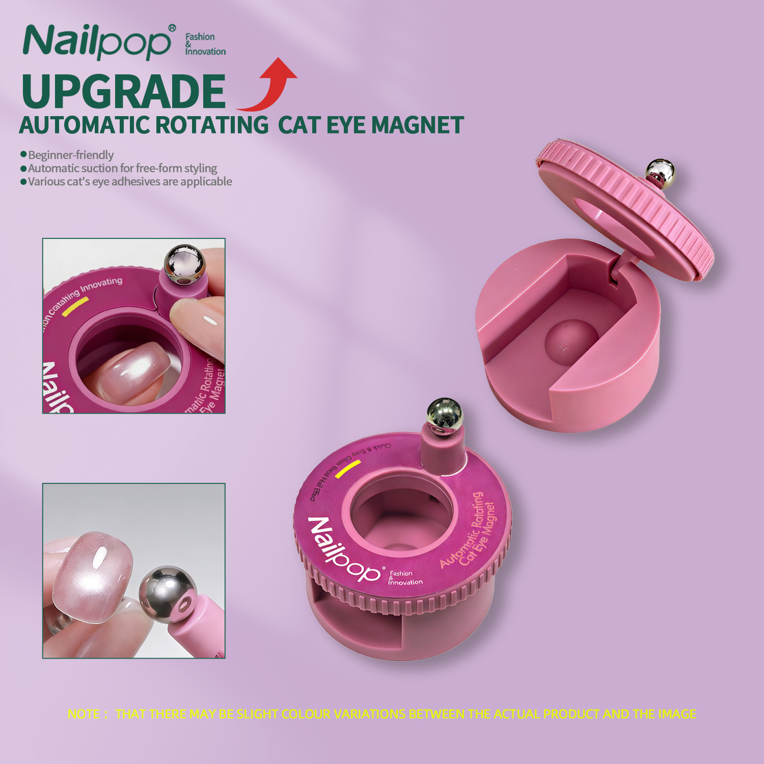 Nail Art Cat Eye Pink - Nailpop Automatic Rotating Cat Eye Magnet