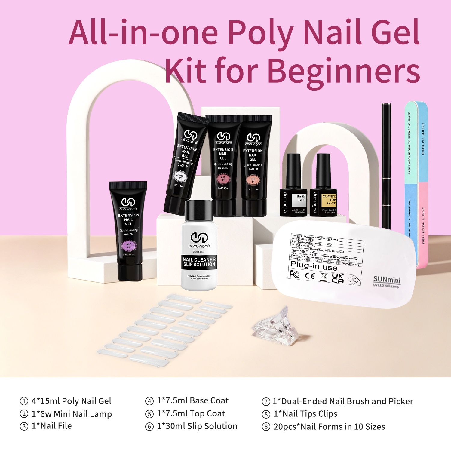 Polygel Nail Kit - DOULINGDAI Poly Extension Gel Nail Kit,Poly