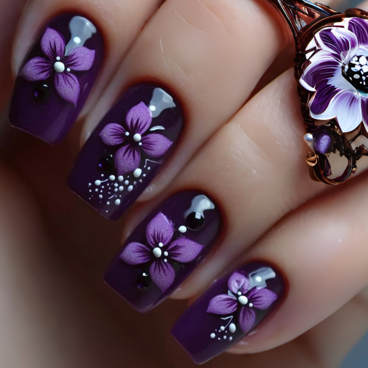 Nail Art French Nails - Medium square fake nails for women