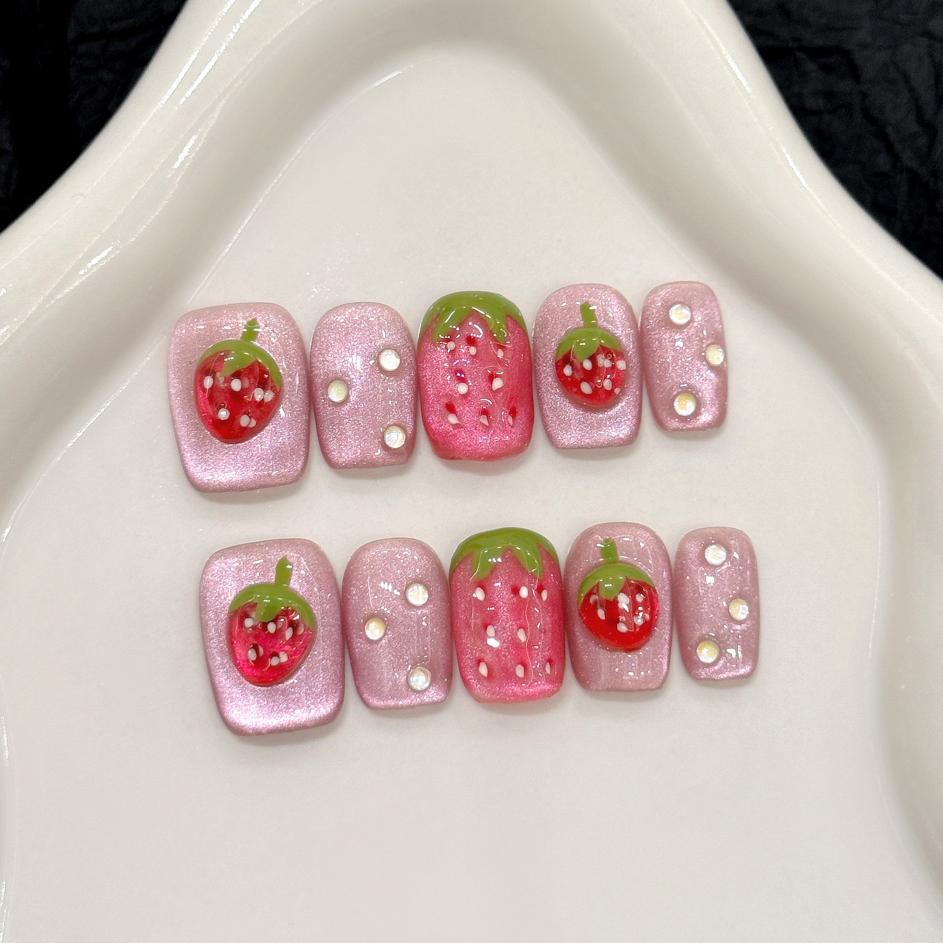Nail Art Press On - 10pcs Handmade Press on Nails 3D