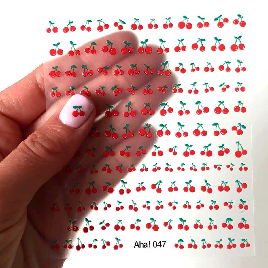 Nail Art Maroon - 1sheet 3D Sweet Cherry Fruit Nail