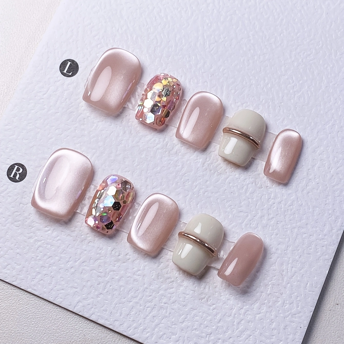 Nail Art French Nails - 10 pieces of pure handmade almond-shaped