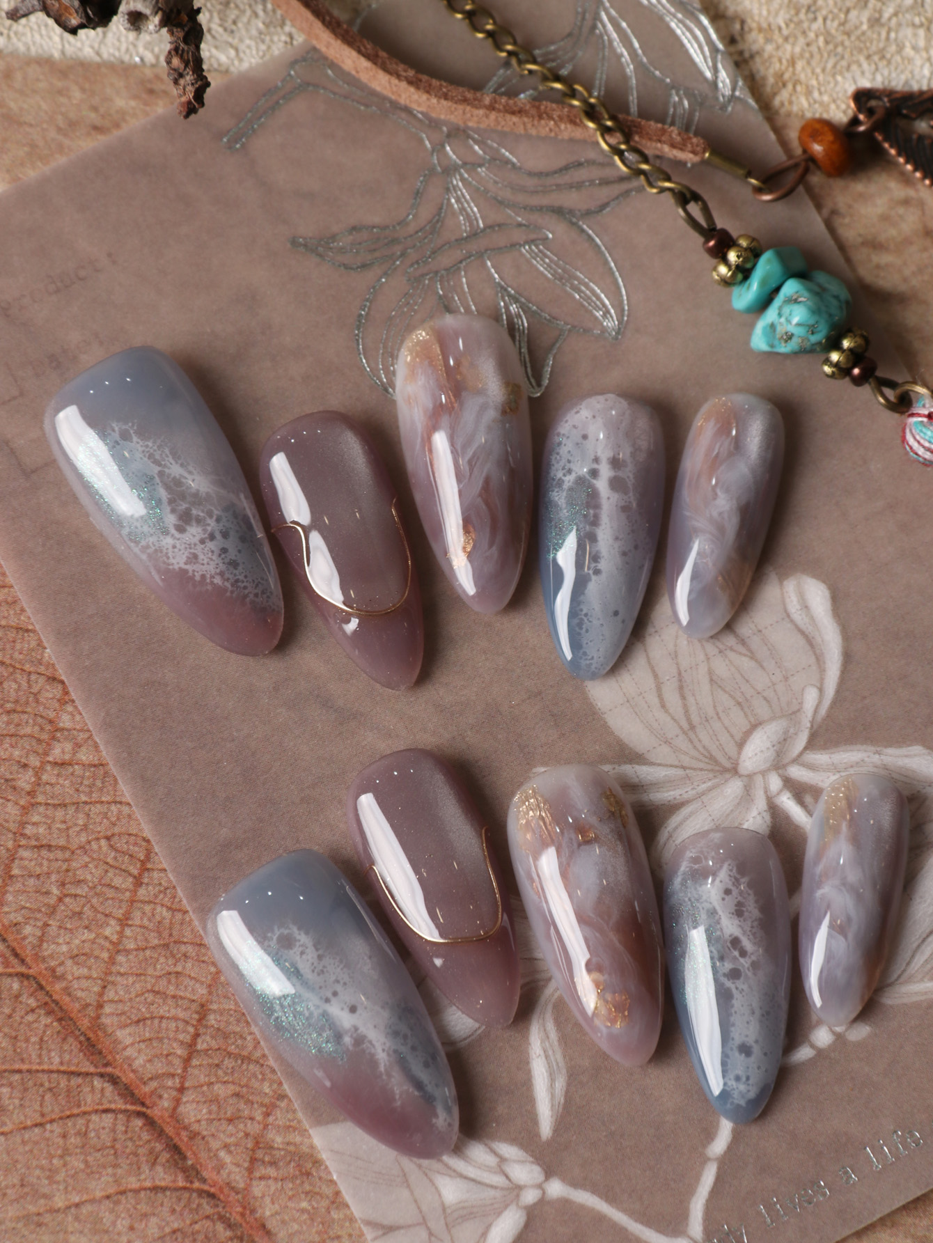 10Pcs Press on Nails Long Blue - огляд і ціна Nail Art Press On