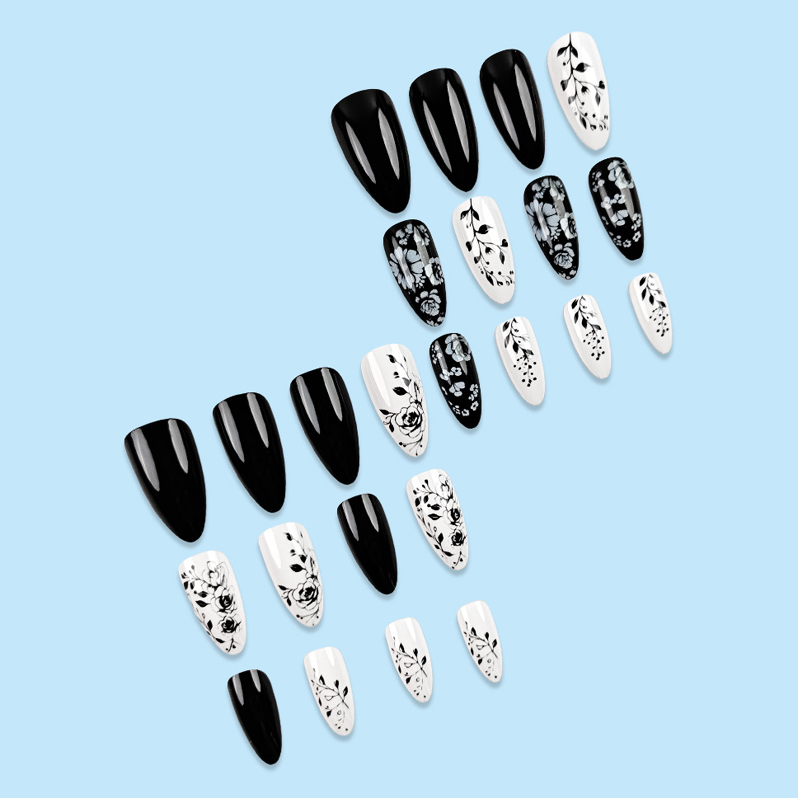 24Pcs Almond Fake Nails Black/ - огляд і ціна Nail Art Press On