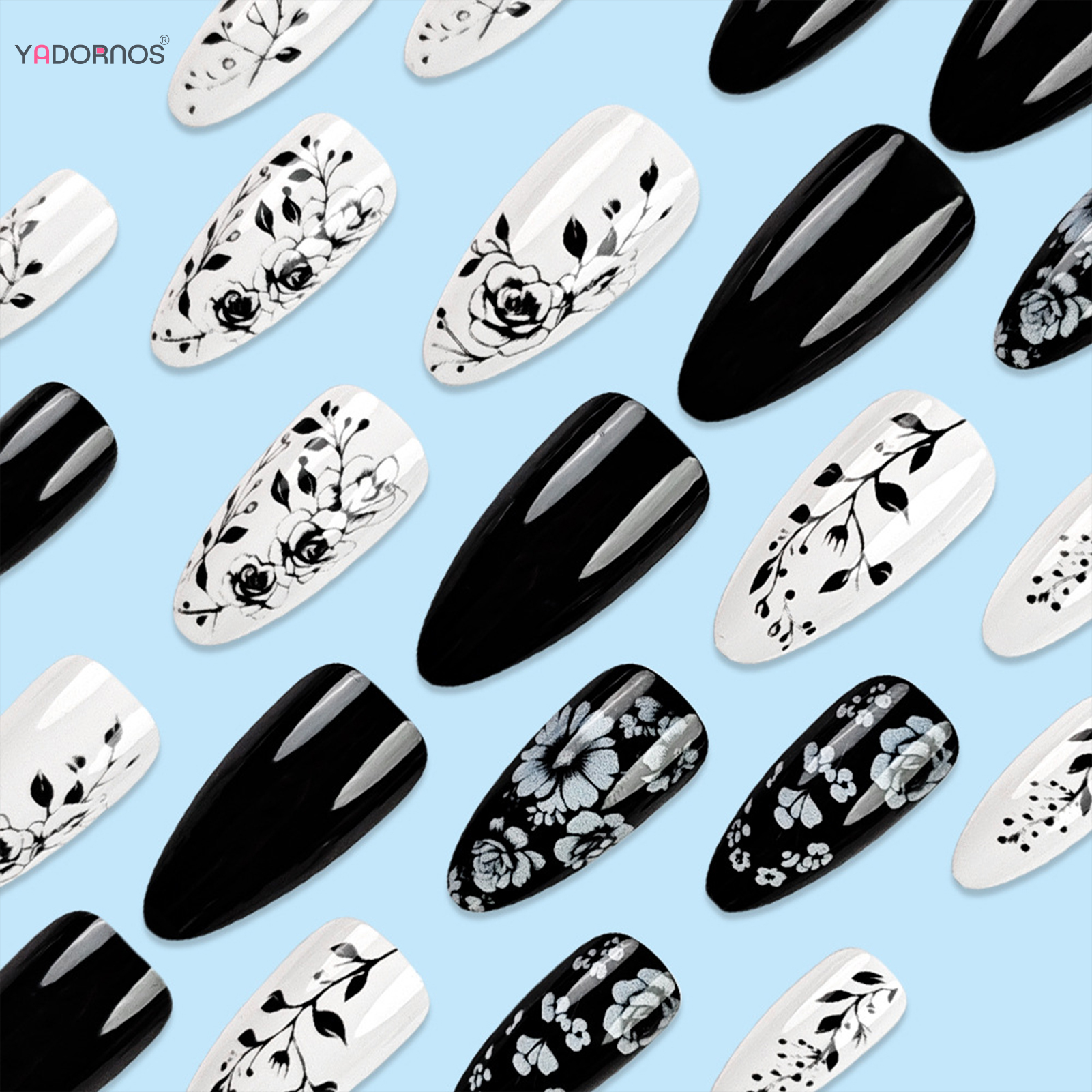 24Pcs Almond Fake Nails Black/ - огляд і ціна Nail Art Press On