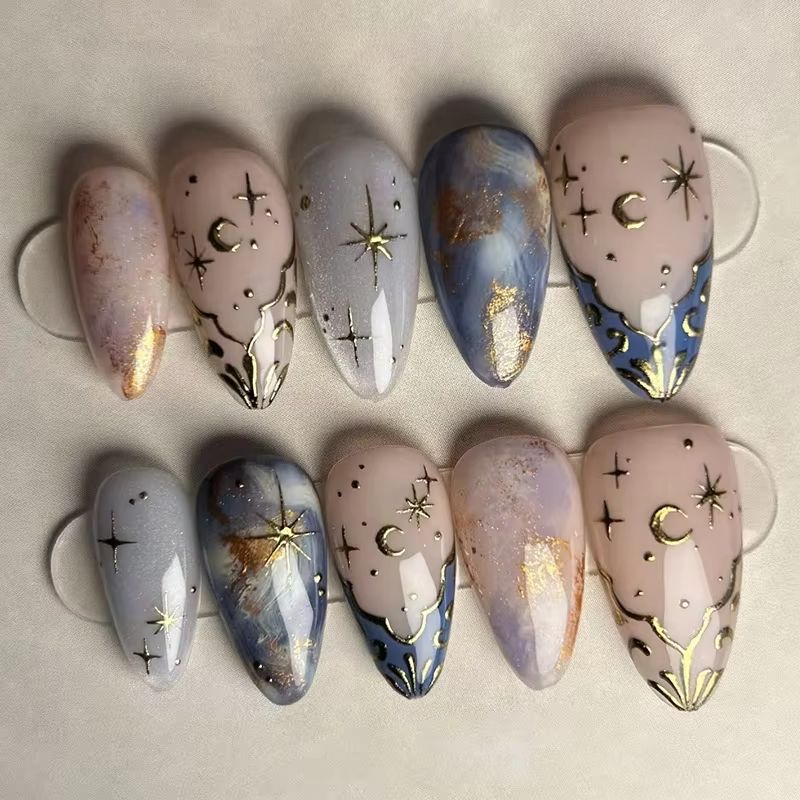 24Pcs Short Almond Nails Set F - огляд і ціна Nail Art Maroon
