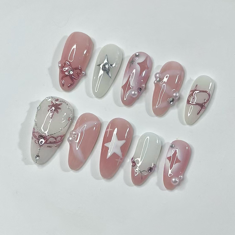24Pcs Short Almond Nails Set F - огляд і ціна Nail Art Maroon