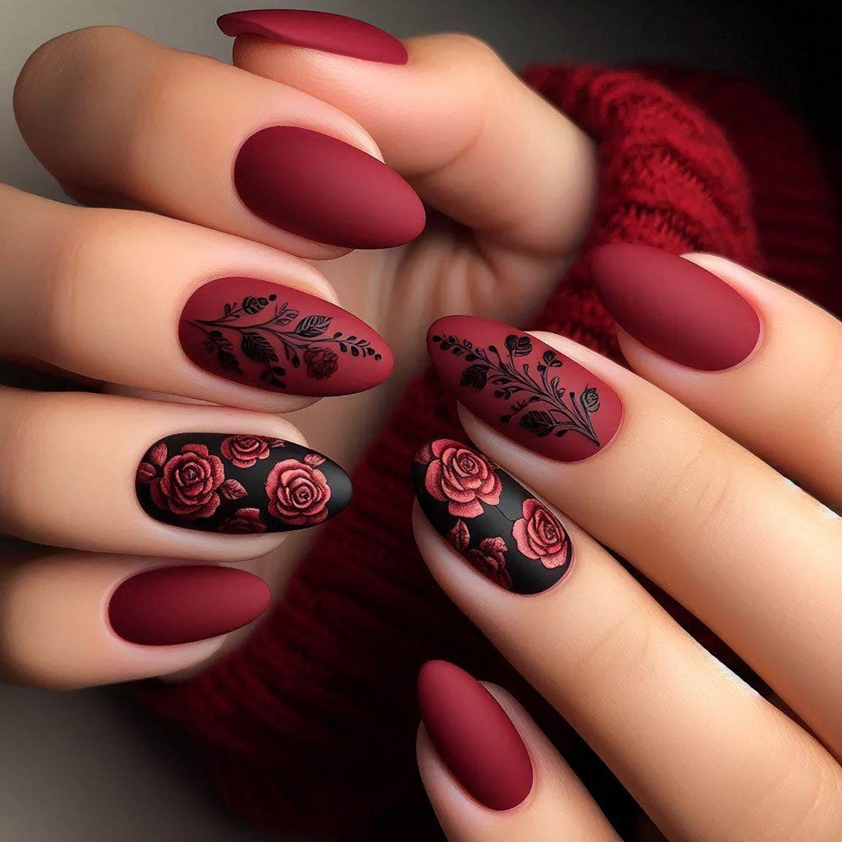 24 pieces of long almond-shape - огляд і ціна Nail Art Red