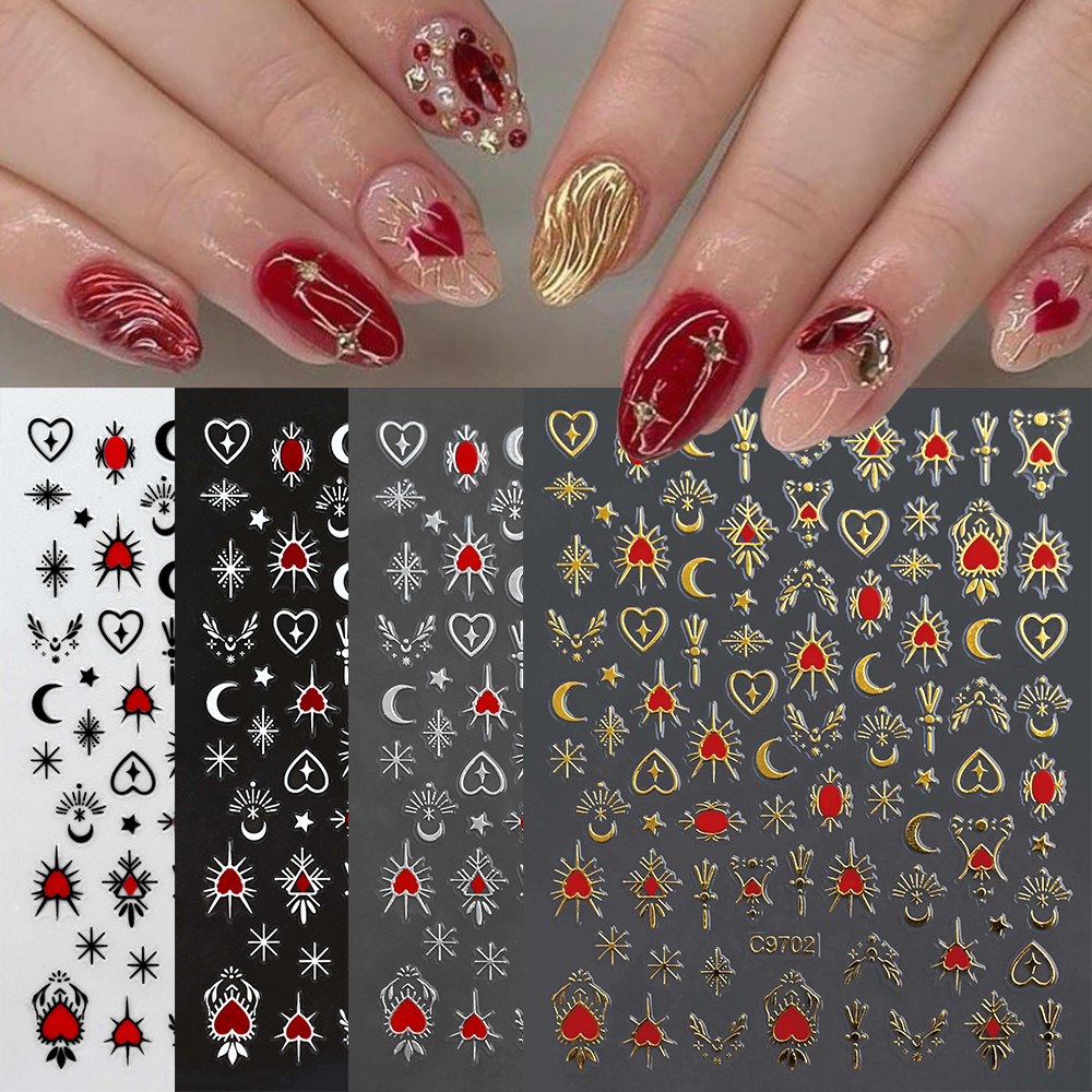 8Pcs Red Heart Nail Stickers 3 - огляд і ціна Nail Art Zelda