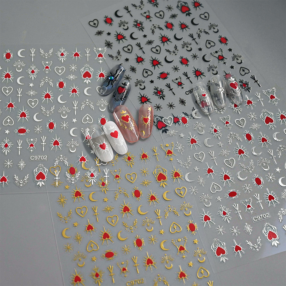 8Pcs Red Heart Nail Stickers 3 - огляд і ціна Nail Art Zelda