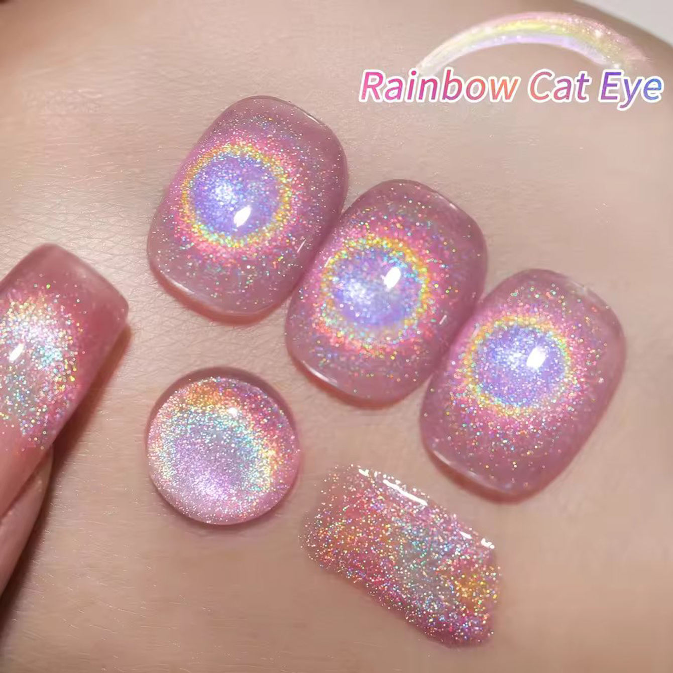 1-10pcs 10ml Pink Rainbow Magn - огляд і ціна Nail Art Cat Eye Pink