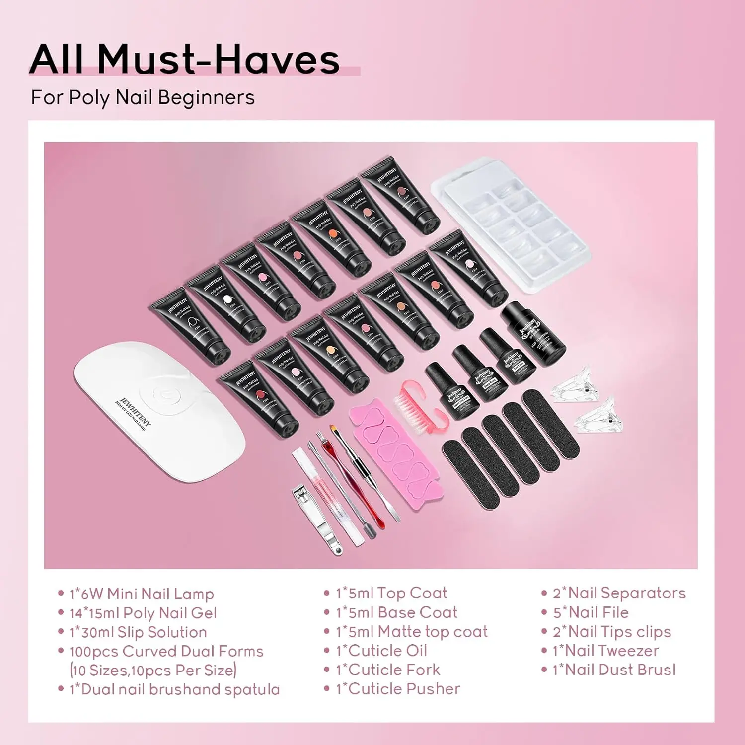 JEWHITENY Poly Extension Gel N - огляд і ціна Polygel Nail Kit