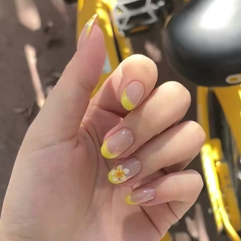 24Pcs Yellow Floral French Des - огляд і ціна Nail Art French Nails