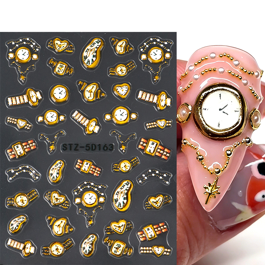2pcs Gold Clock Nail Stickers  - огляд і ціна Nail Art Zelda
