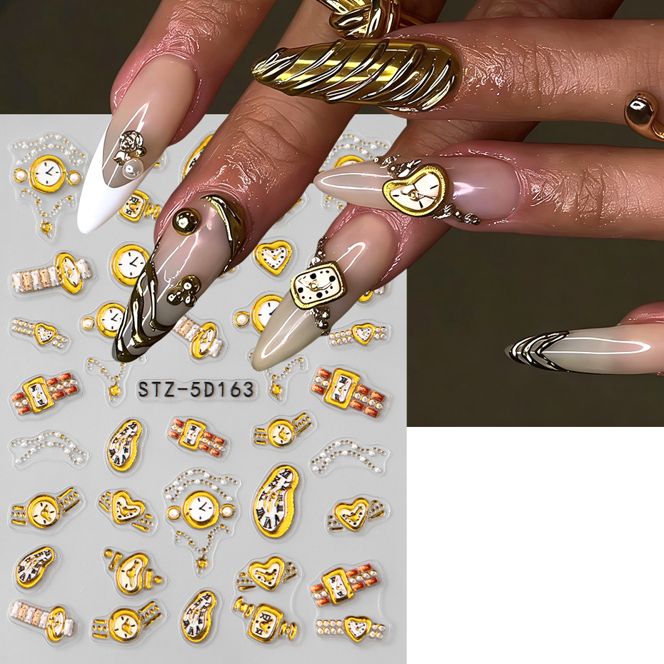 2pcs Gold Clock Nail Stickers  - огляд і ціна Nail Art Zelda