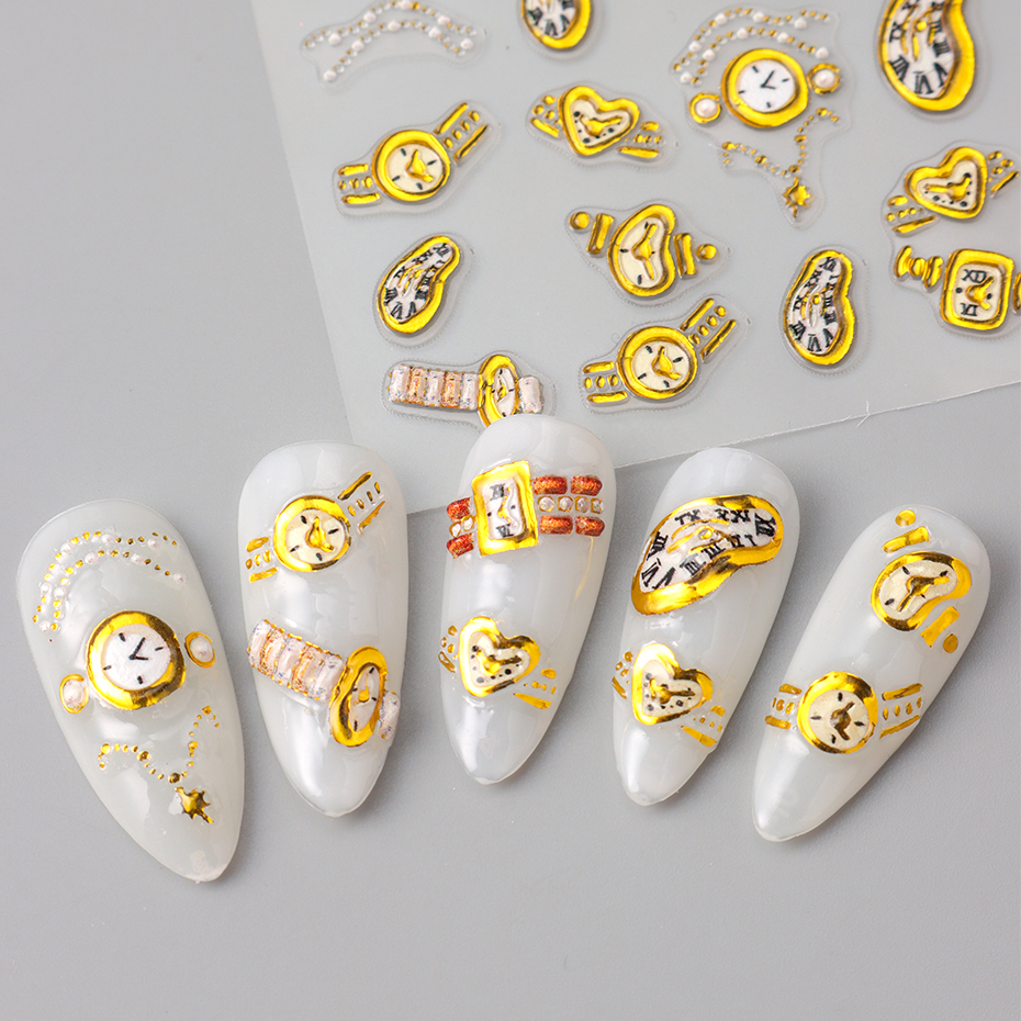 2pcs Gold Clock Nail Stickers  - огляд і ціна Nail Art Zelda