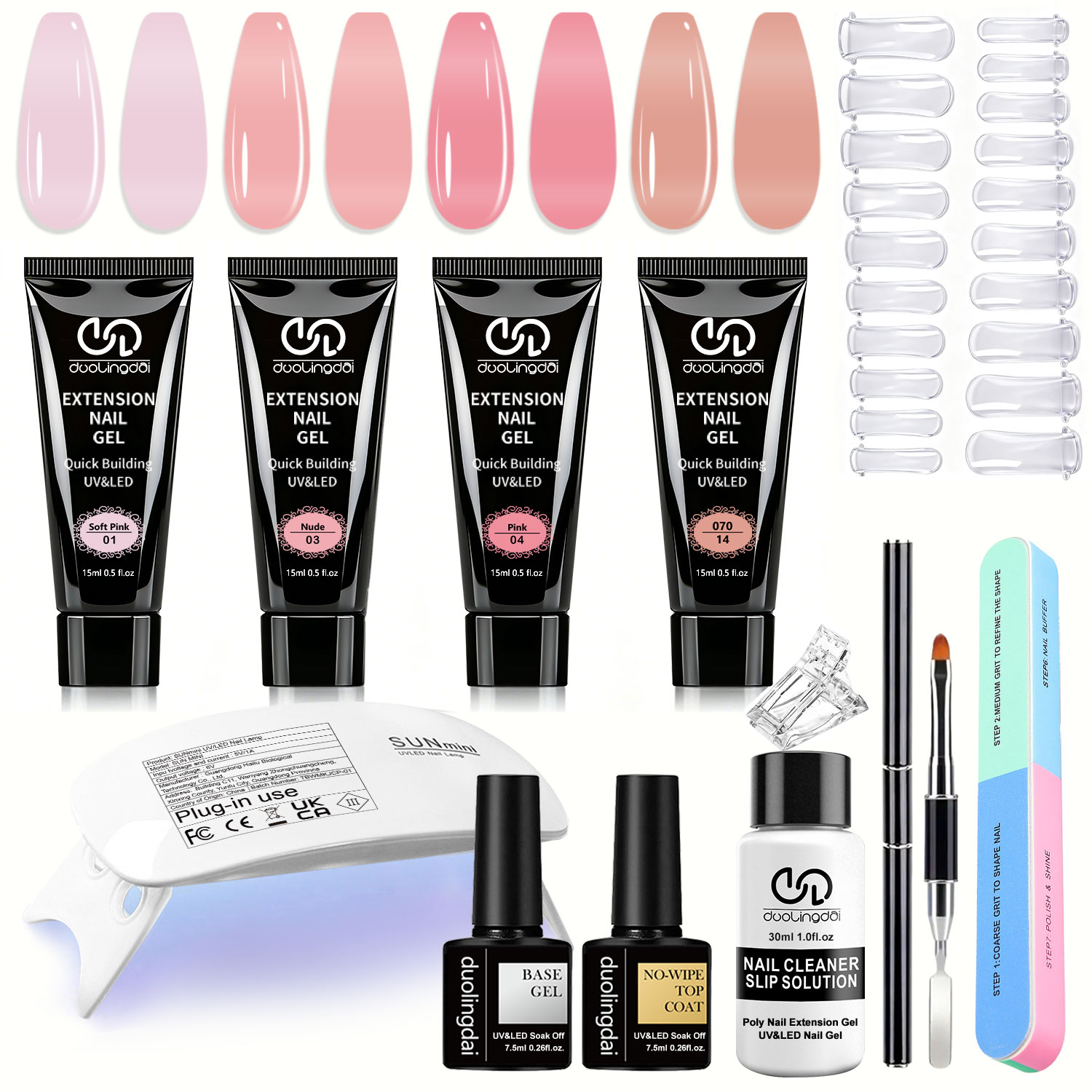 duolingdai 4 color poly Nail E - огляд і ціна Polygel Nail Kit