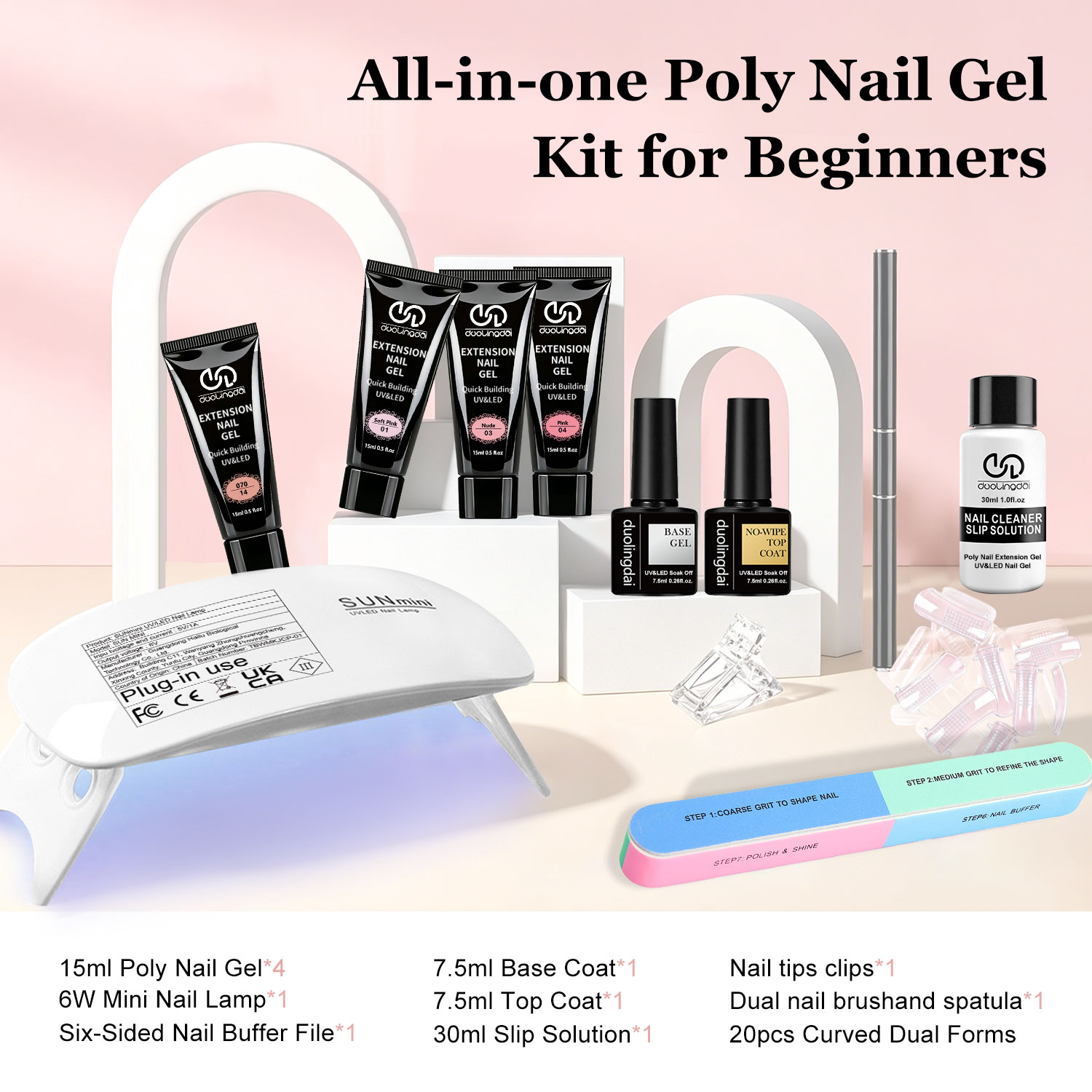 duolingdai 4 color poly Nail E - огляд і ціна Polygel Nail Kit