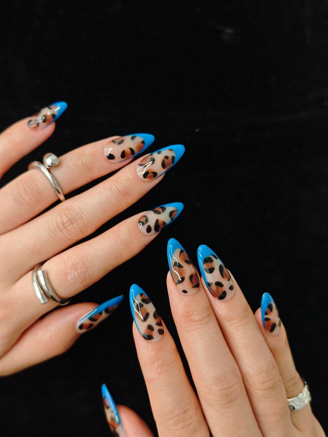 10pcs Handmade Blue French Leo - огляд і ціна Nail Art Press On