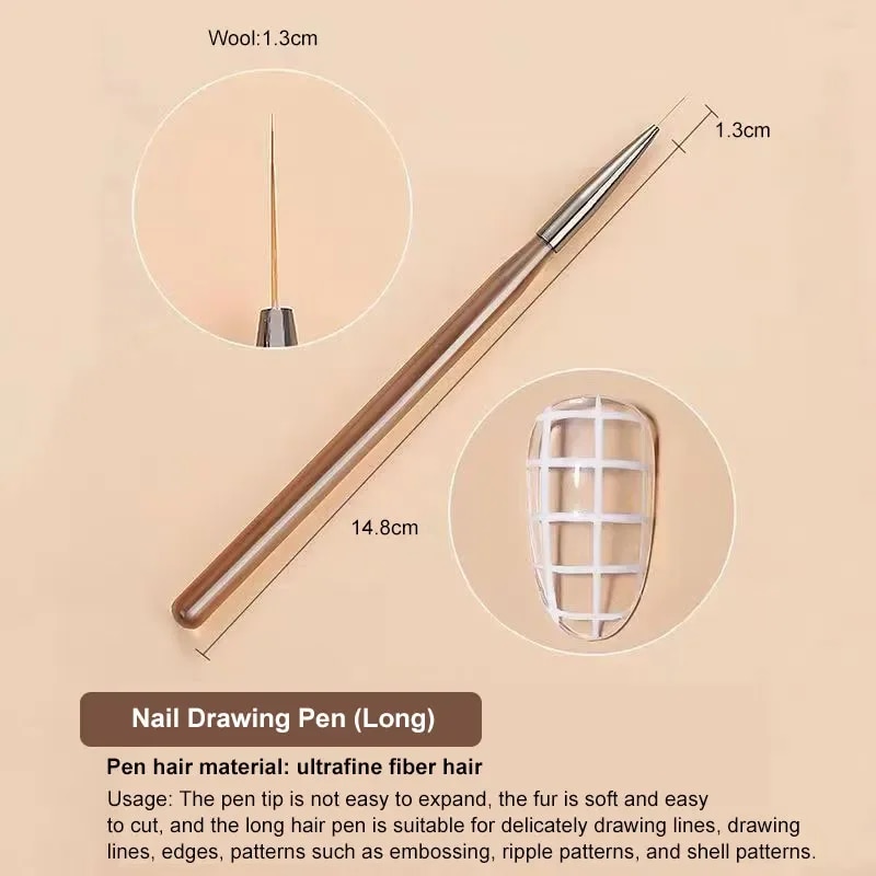 9PCS UV Gel Nail Brush Liner D - огляд і ціна Nail Art Rame