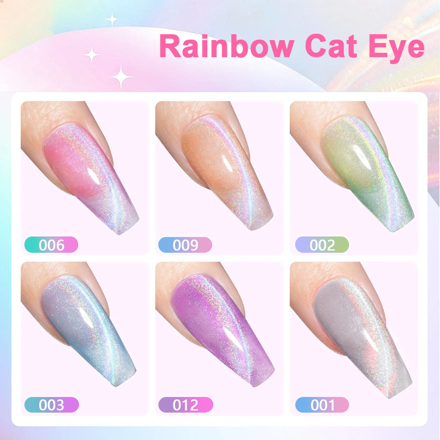 QAZIXU 1/6 Pcs Rainbow Cat Eye - огляд і ціна Nail Art Cat Eye Pink