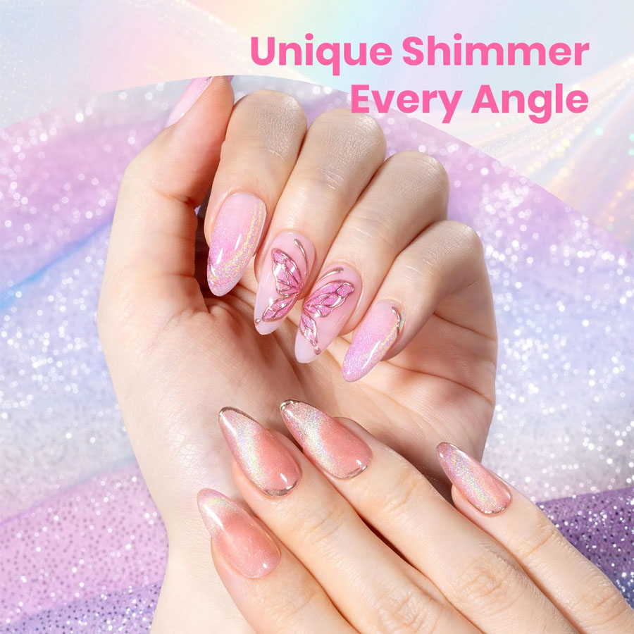QAZIXU 1/6 Pcs Rainbow Cat Eye - огляд і ціна Nail Art Cat Eye Pink