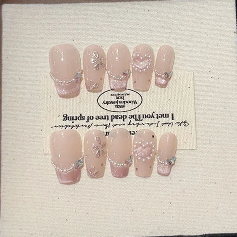 10pcs Cute Handmade Cat Eye Po - огляд і ціна Nail Art Cat Eye Pink
