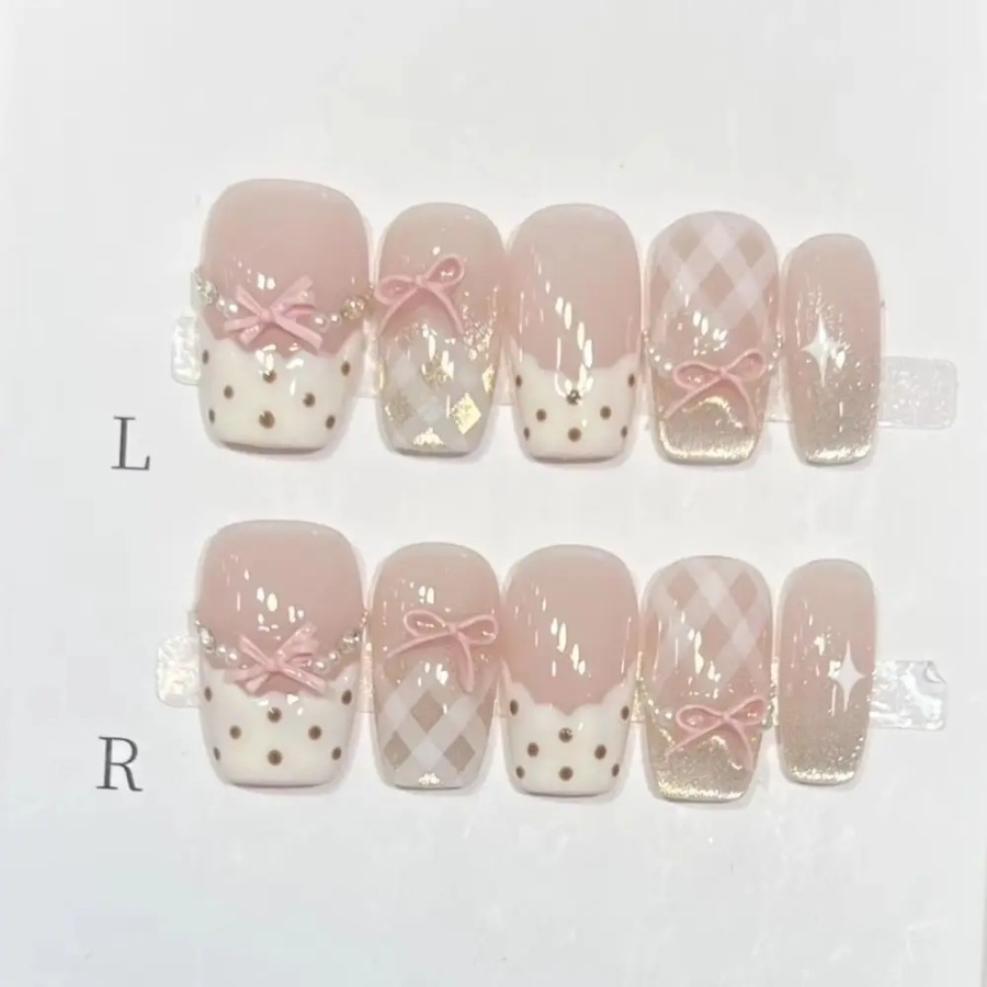 10Pcs Sweet Mid-length Ballet  - огляд і ціна Nail Art Cat Eye Pink