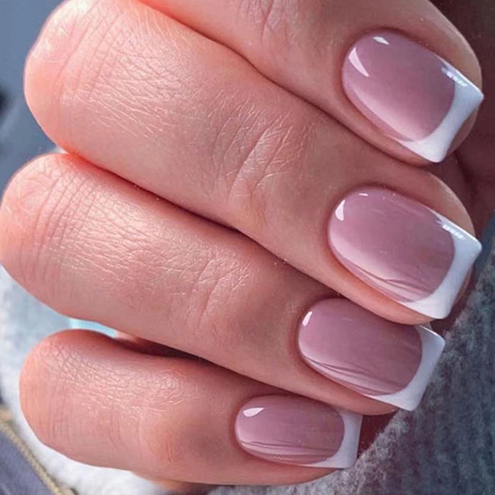24PCS Short Square Pink Nails  - огляд і ціна Nail Art French Nails