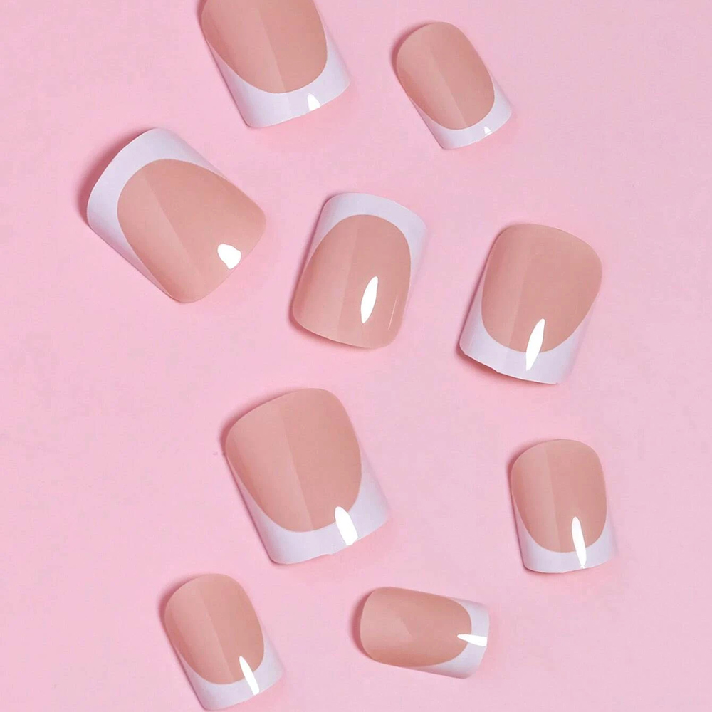 24PCS Short Square Pink Nails  - огляд і ціна Nail Art French Nails