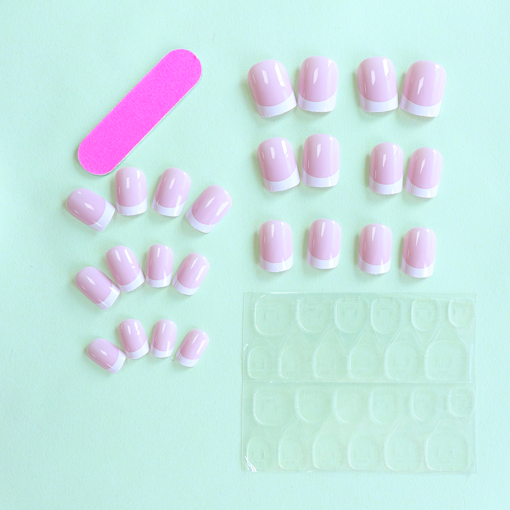 24PCS Short Square Pink Nails  - огляд і ціна Nail Art French Nails