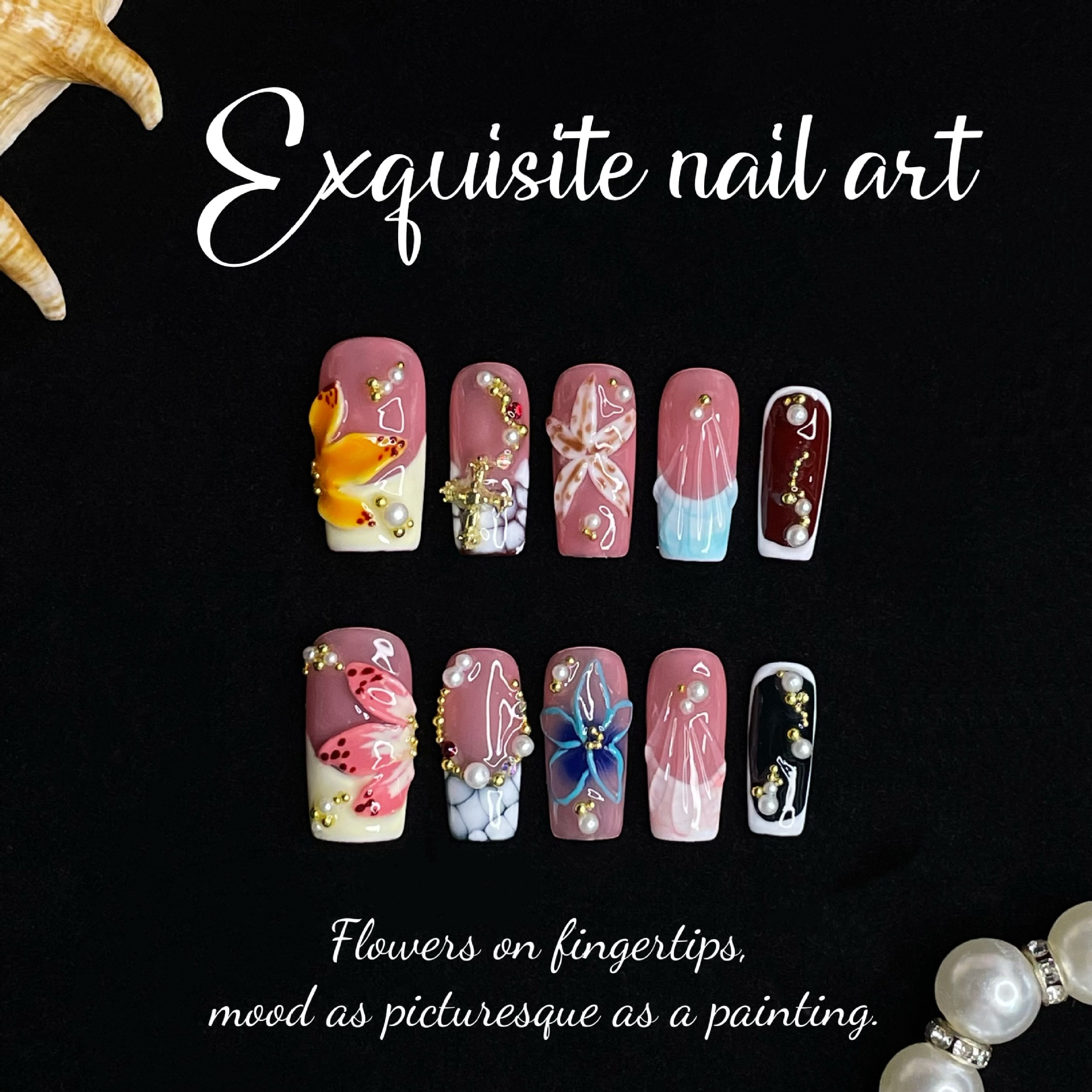 10Pcs French Ballet Handmade R - огляд і ціна Nail Art French Nails