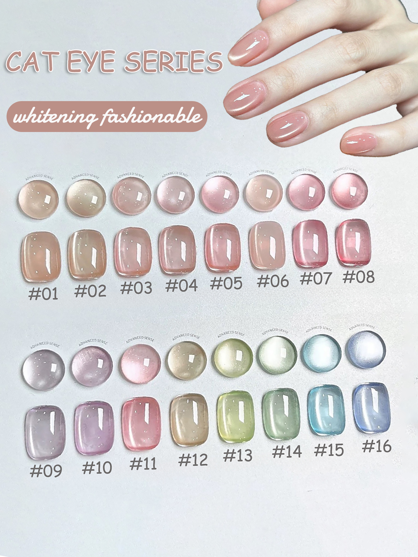 1-24pcs WS Spring Summer Ice T - огляд і ціна Nail Art Cat Eye Pink