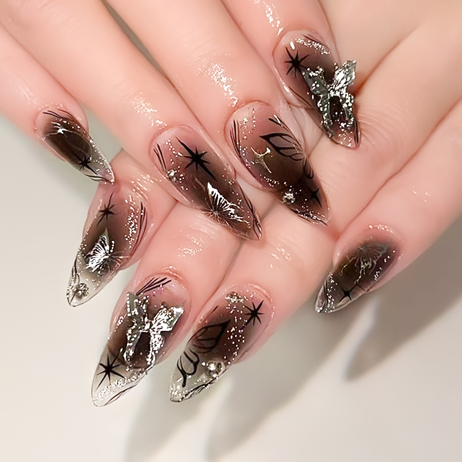24PCS Long Press On NailsStile - огляд і ціна Nail Art Maroon