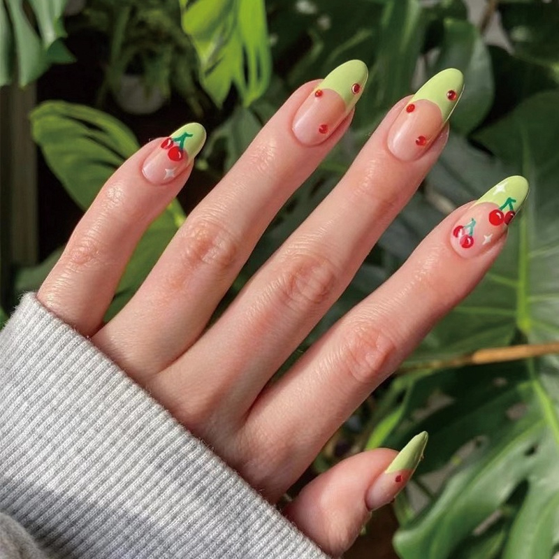 24Pcs French Almond False Nail - огляд і ціна Nail Art Red