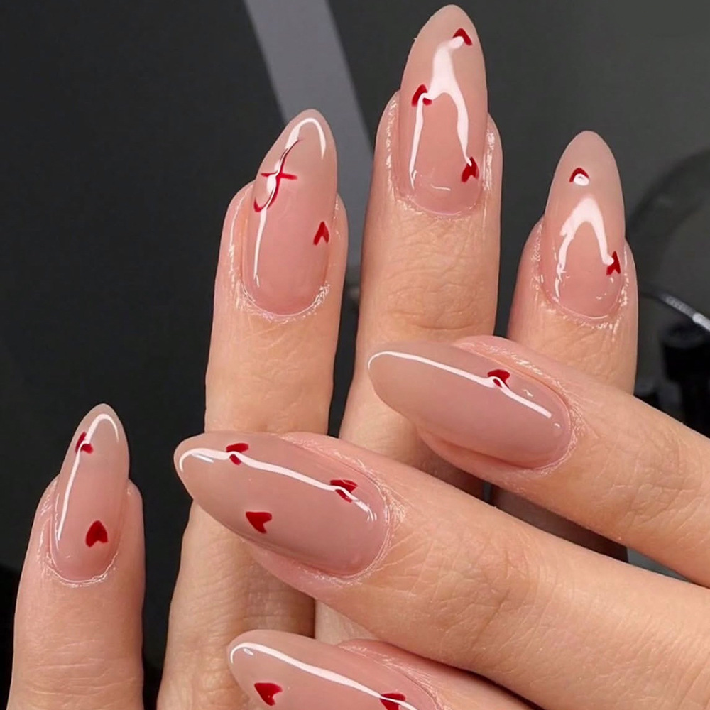 Medium almond fake nails in Be - огляд і ціна Nail Art Red