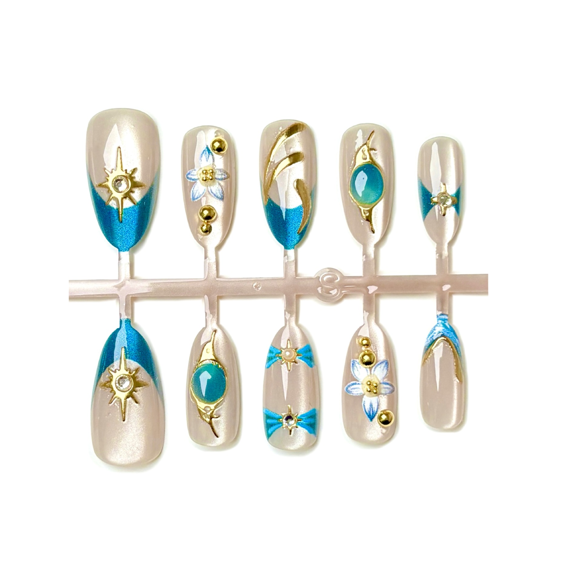 Premium Tiffany Blue Gold Fren - огляд і ціна Nail Art French Nails