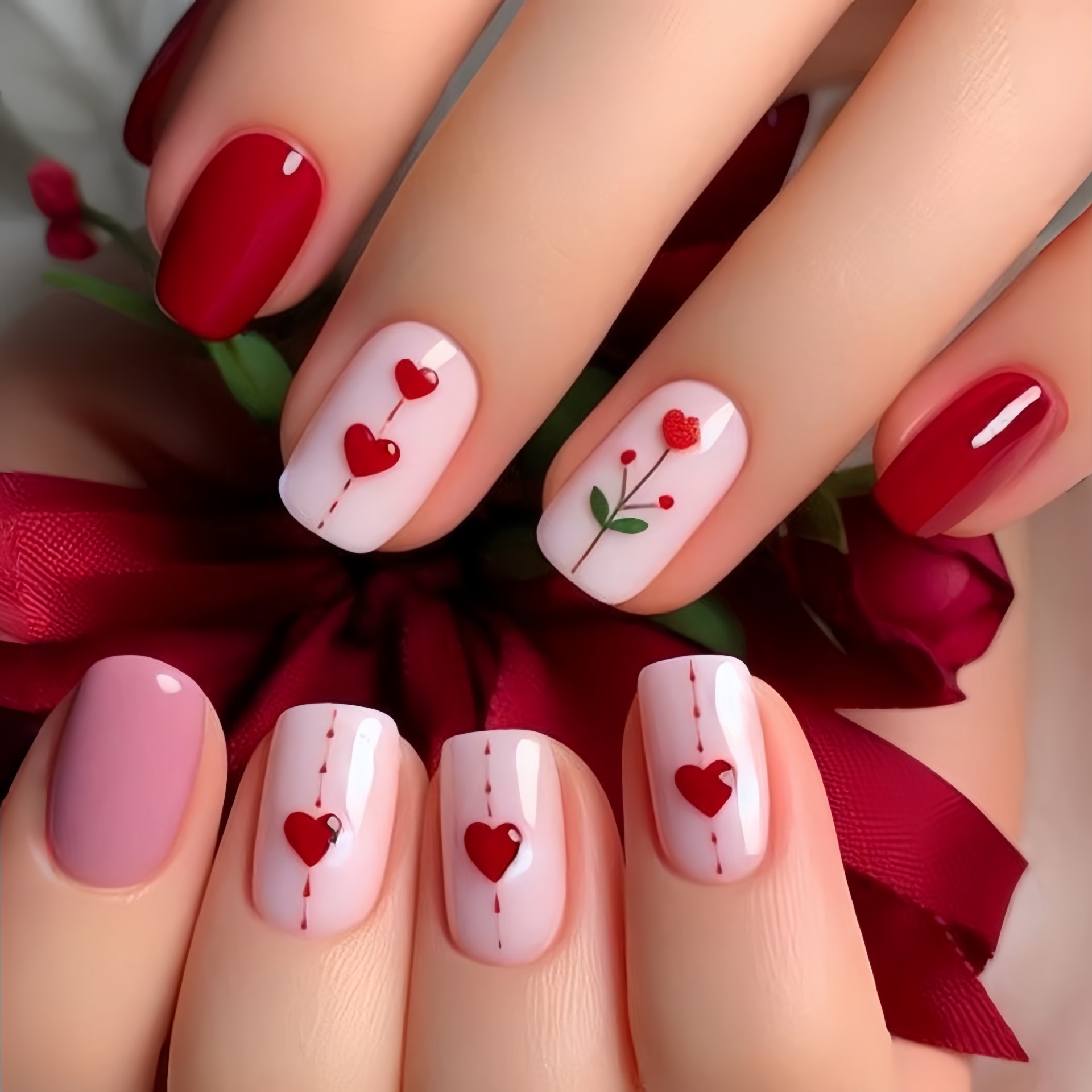 Medium long fake nails for wom - огляд і ціна Nail Art Red