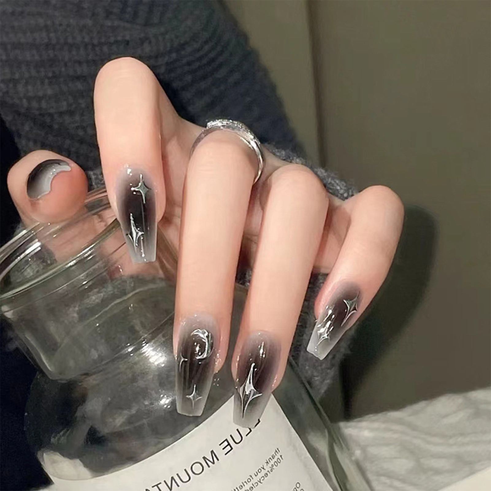24pcs Y2k Star Press On Nails  - огляд і ціна Nail Art Maroon