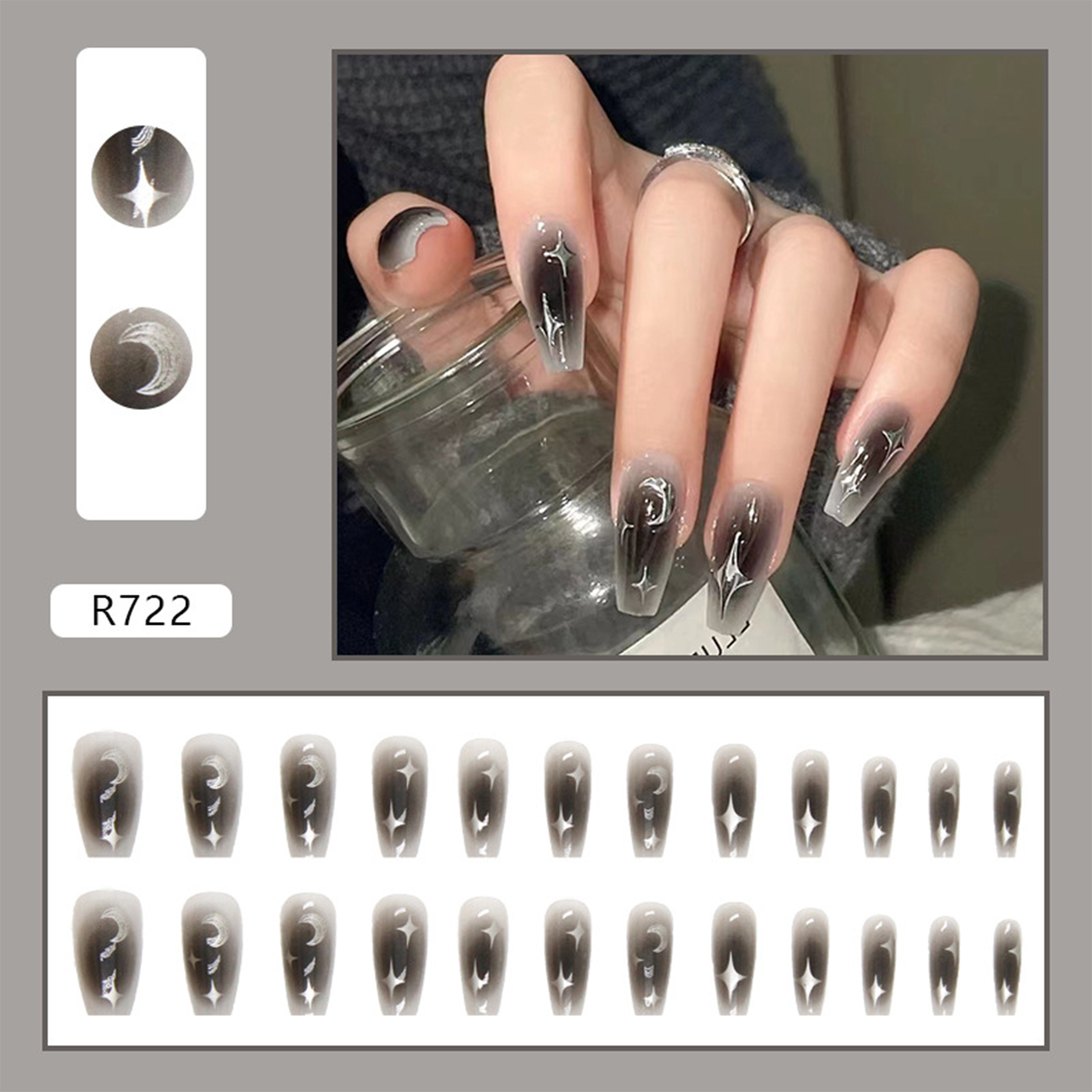 24pcs Y2k Star Press On Nails  - огляд і ціна Nail Art Maroon