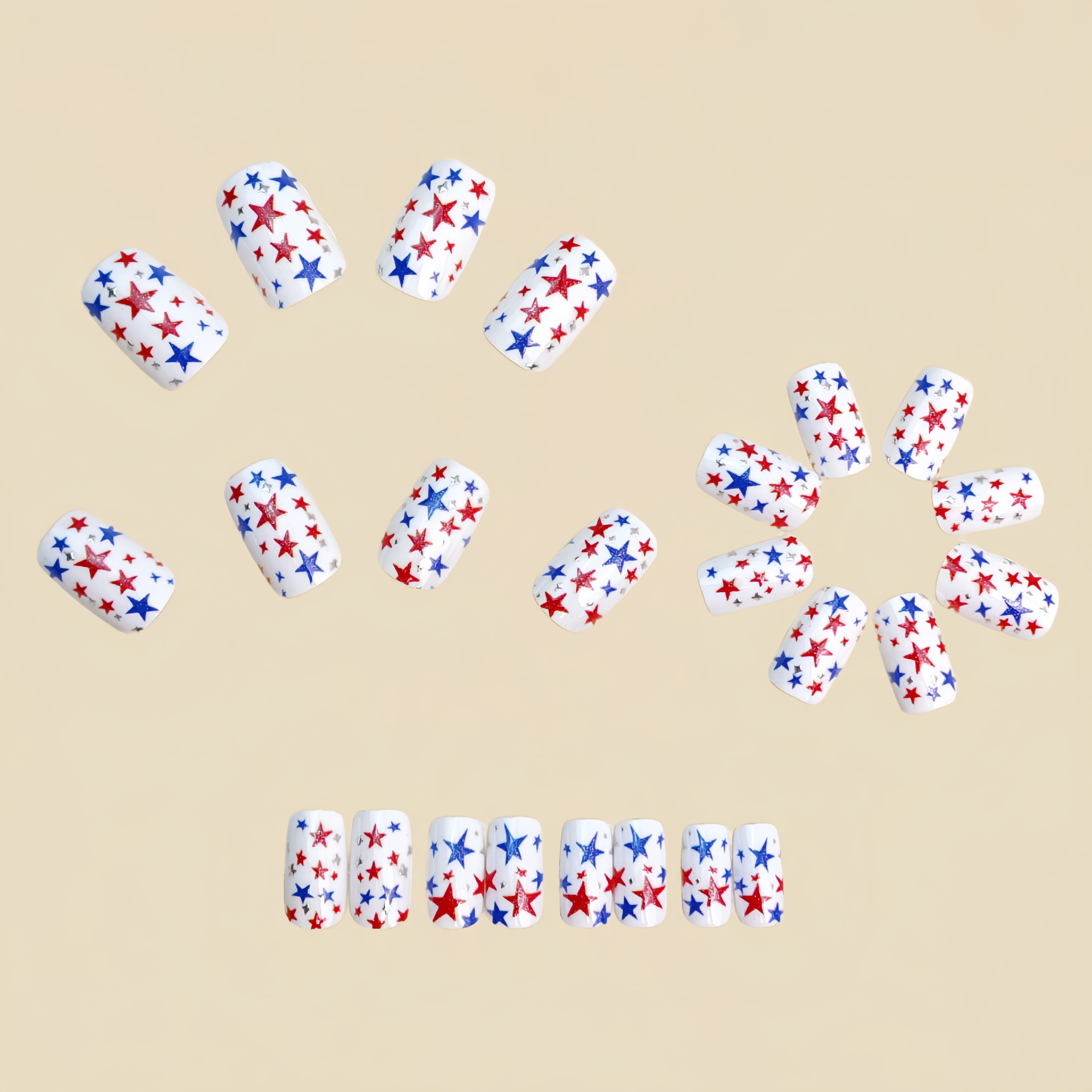24Pcs Independence Day stars w - огляд і ціна Nail Art Red