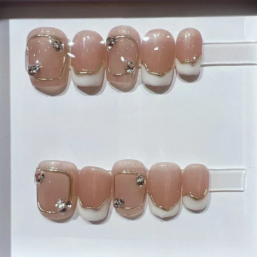 10Pcs Short Square French Hand - огляд і ціна Nail Art French Nails