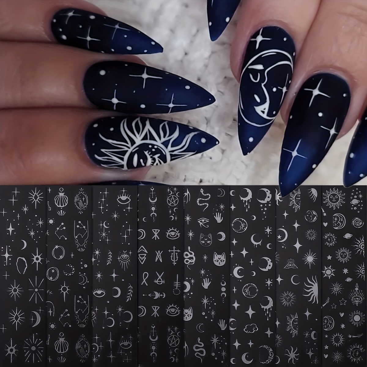 8pcs silver sun moon star nail - огляд і ціна Nail Art Maroon