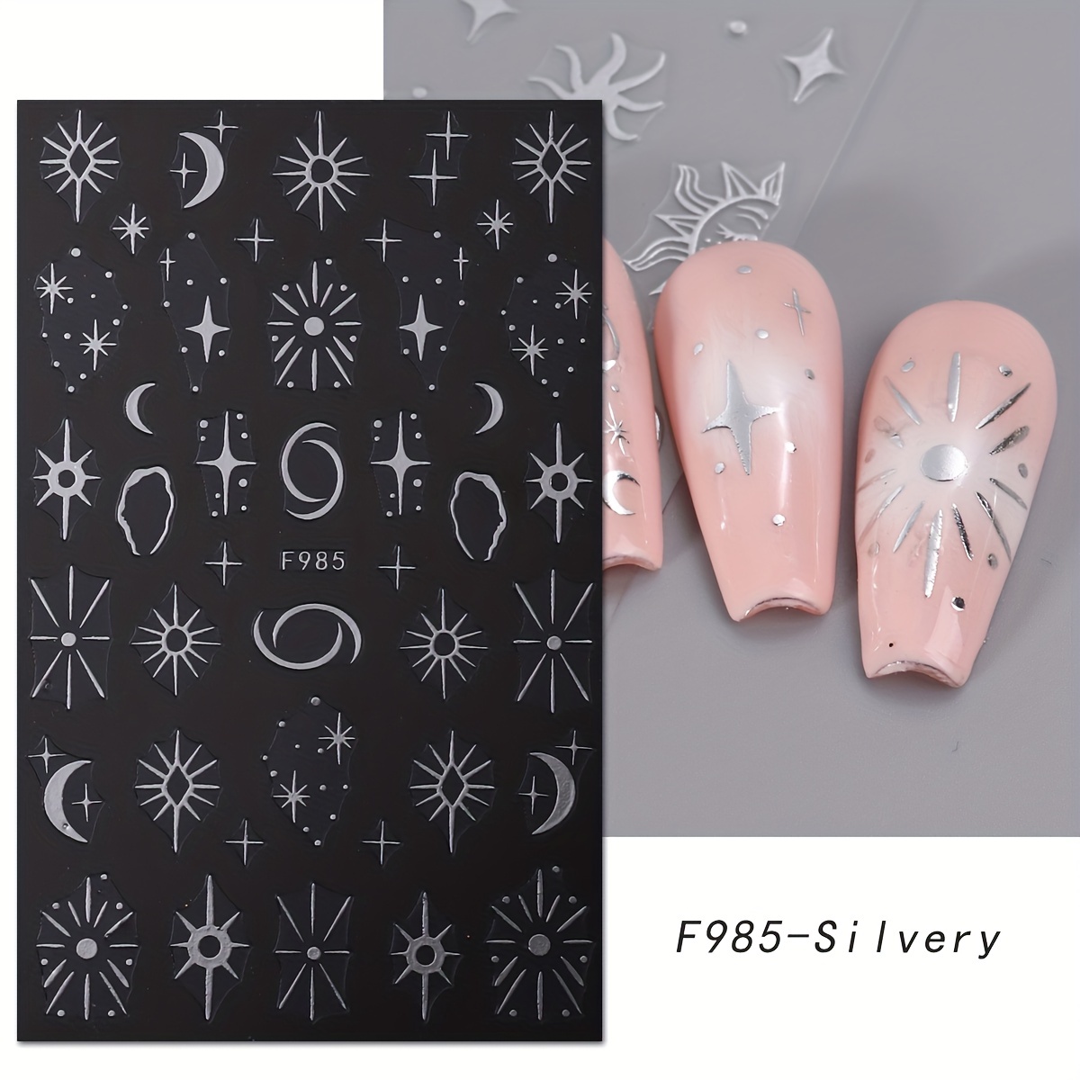 8pcs silver sun moon star nail - огляд і ціна Nail Art Maroon