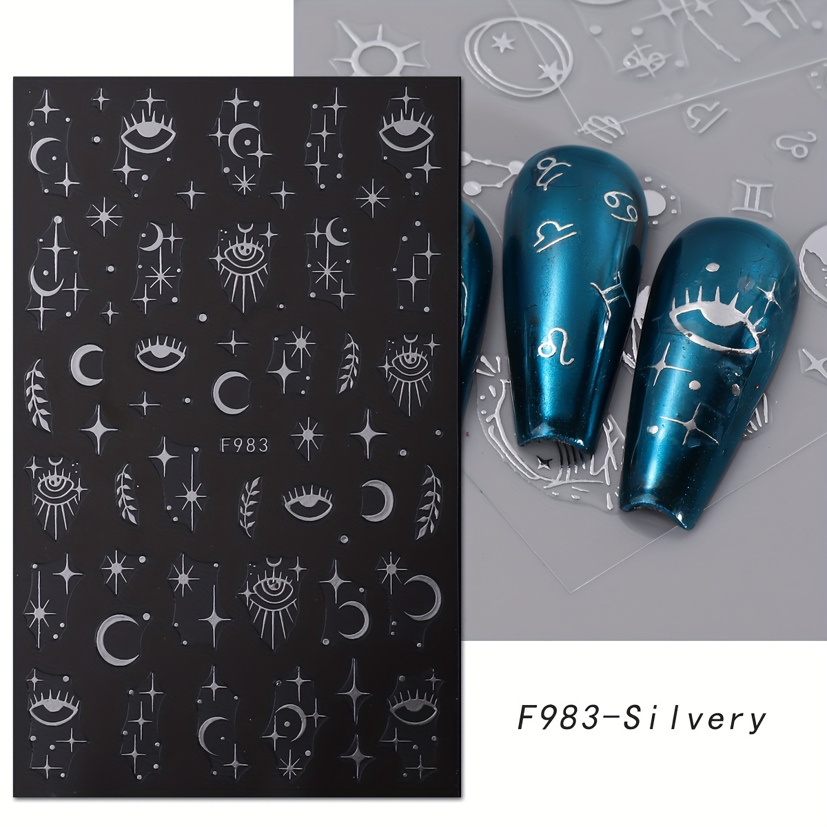 8pcs silver sun moon star nail - огляд і ціна Nail Art Maroon